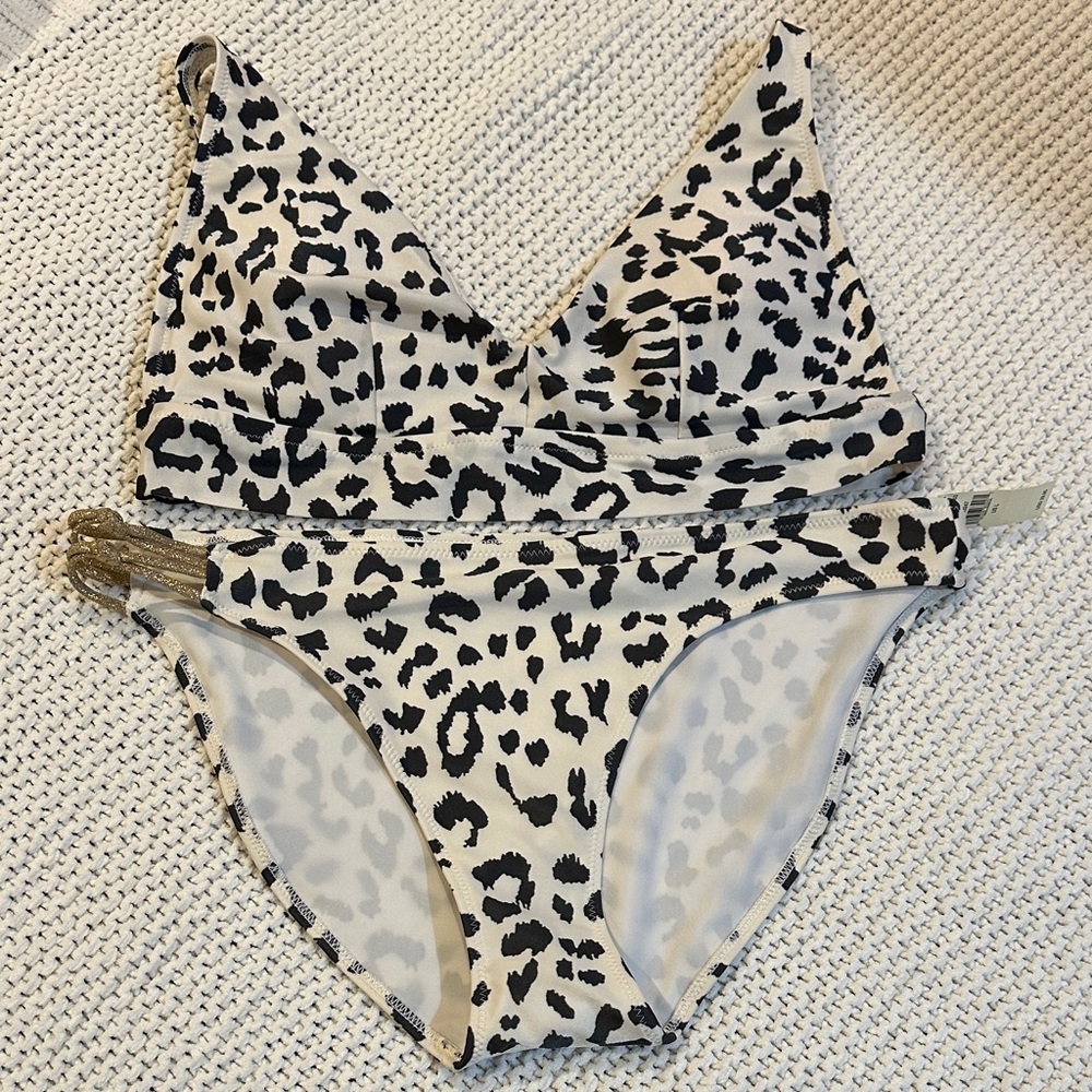Aerie Scoop Black and White Leopard Bikini